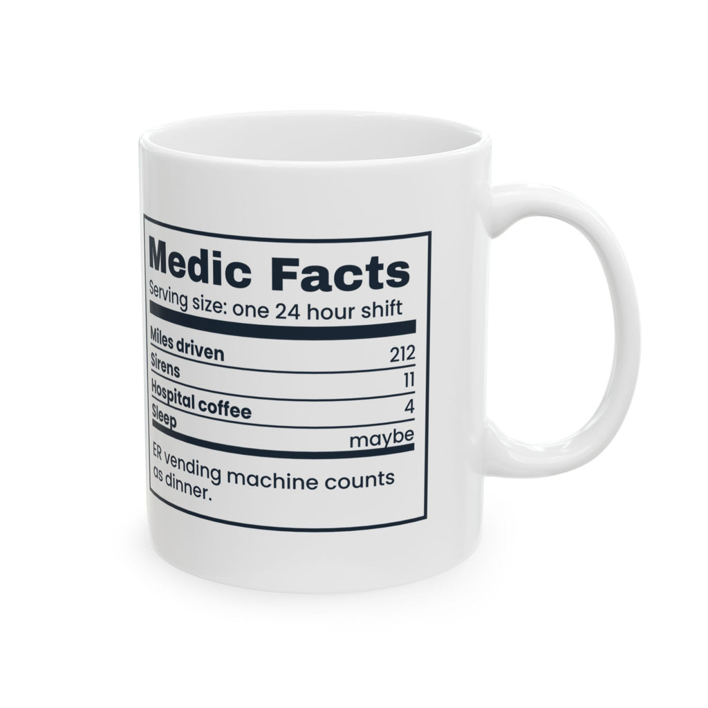 Funny Paramedic Coffee Mug Medic Facts Nutrition Label
