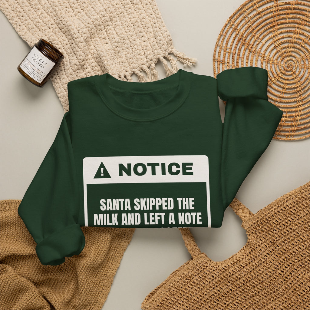 Funny Christmas Sweatshirt Santa Wants Coffee Not Milk