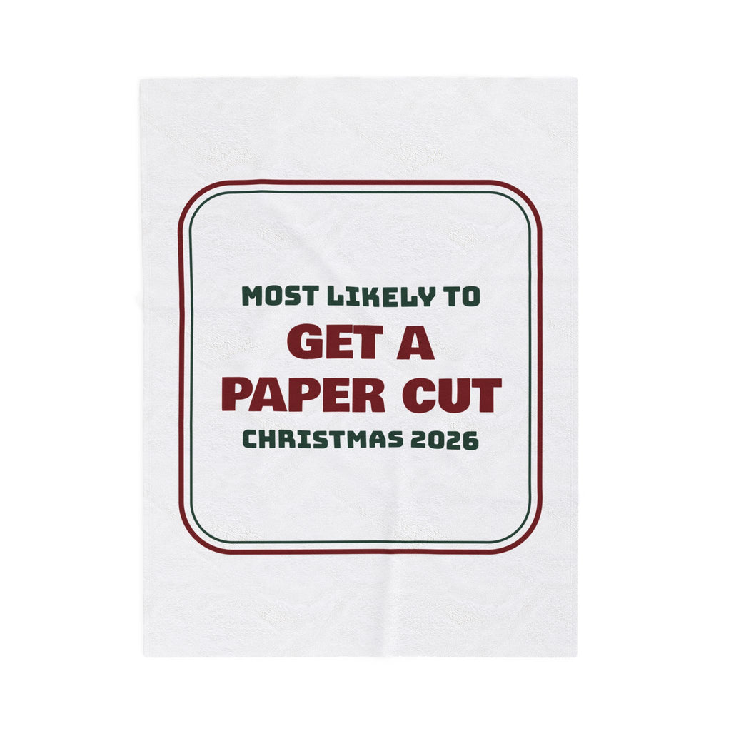 Funny Family Christmas Throw Blanket Most Likely To Get A Paper Cut
