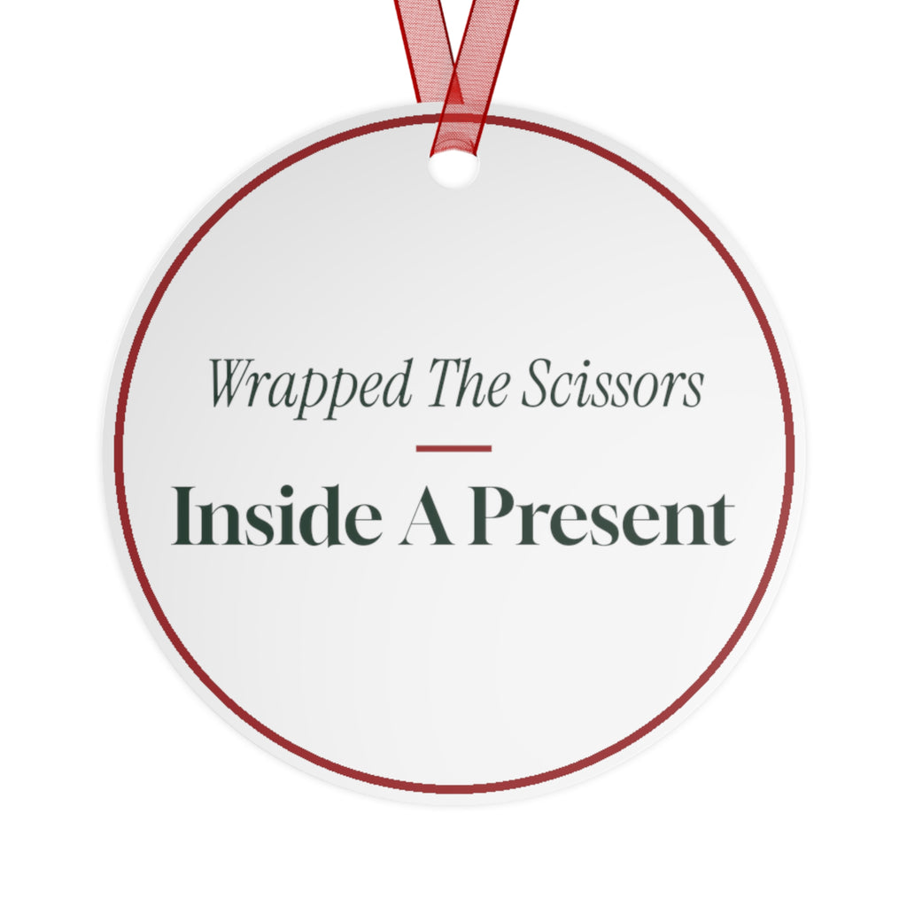 Funny Christmas Ornament Wrapped The Scissors Inside A Present