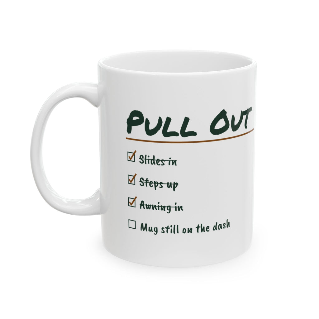 Funny RV Camping Coffee Mug Pull Out Checklist Mug Still On The Dash