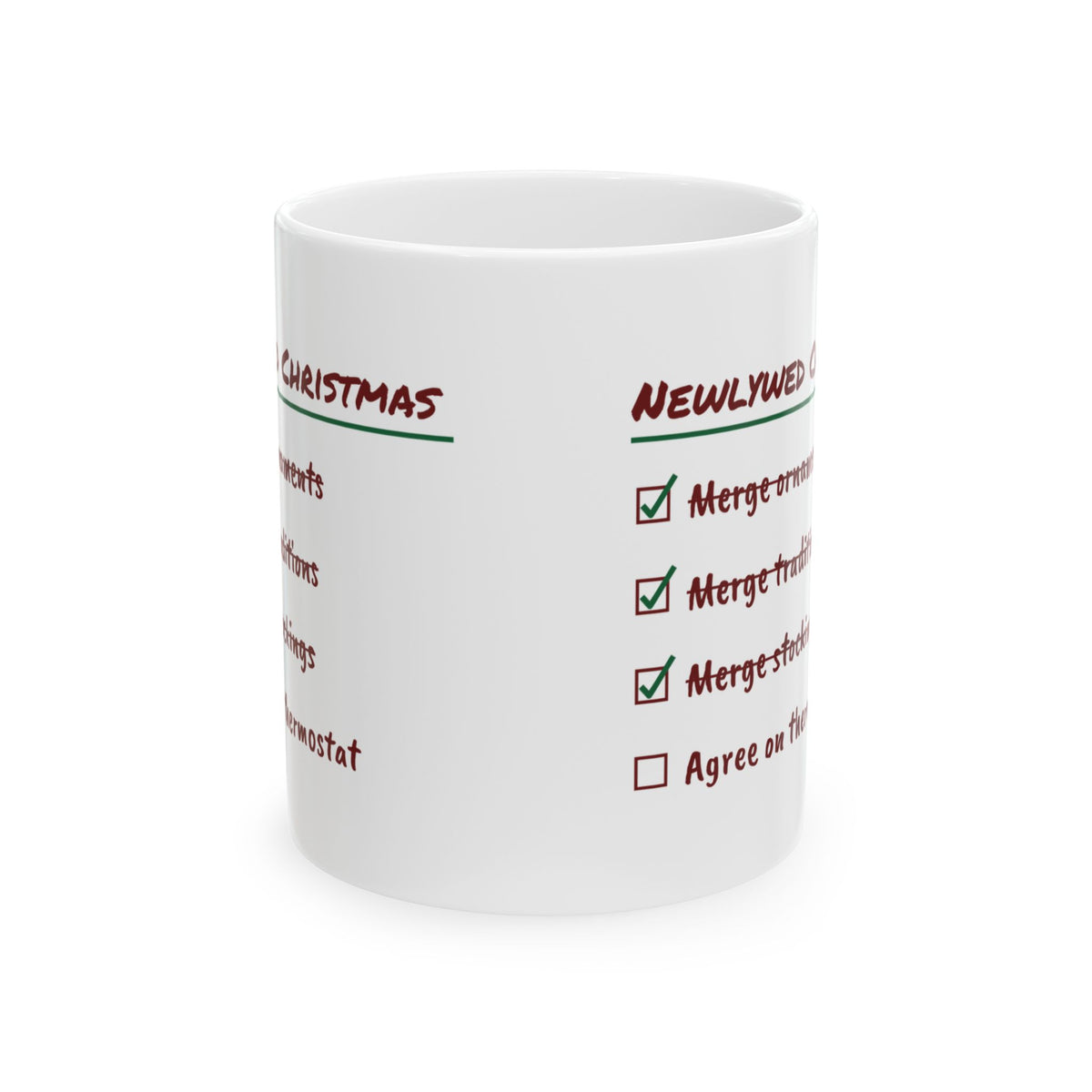 Funny Newlywed Christmas Coffee Mug Merged Everything Checklist