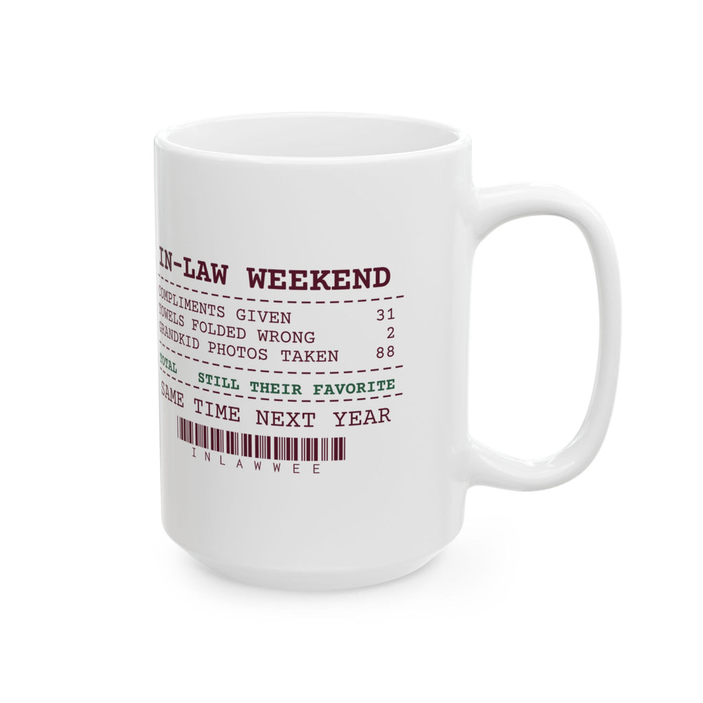 Funny Christmas Coffee Mug In-Law Weekend Receipt Still Their Favorite