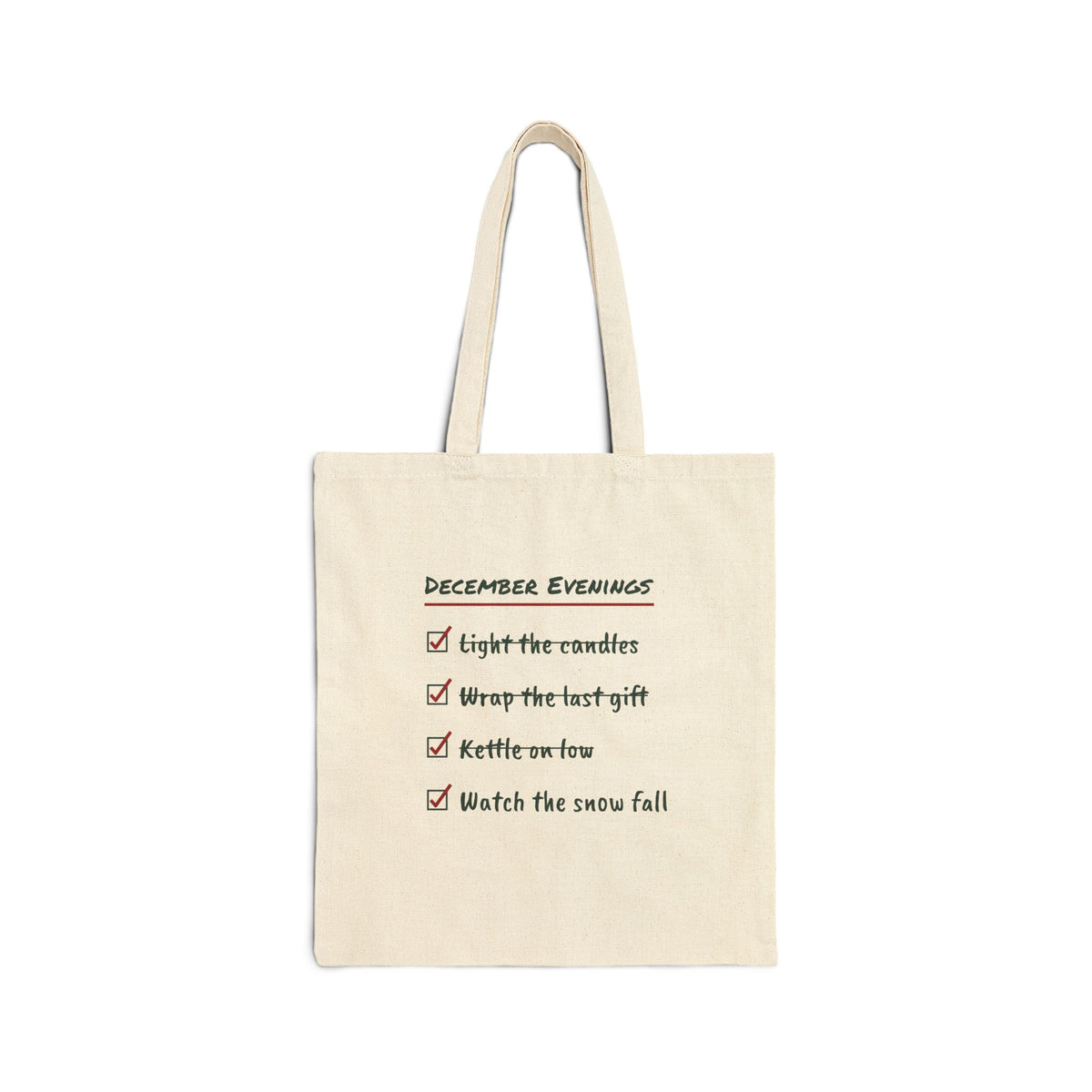 Christmas Tote Bag December Evenings Checklist Cozy Winter Cup