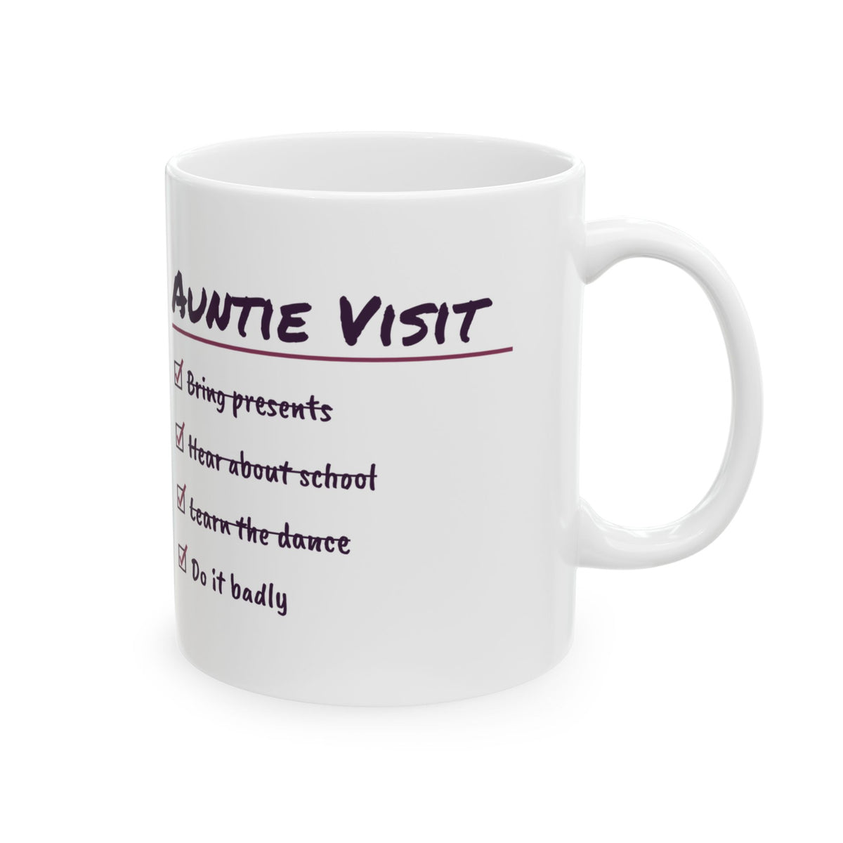 Funny Aunt Coffee Mug Learn The Dance Do It Badly Auntie Checklist