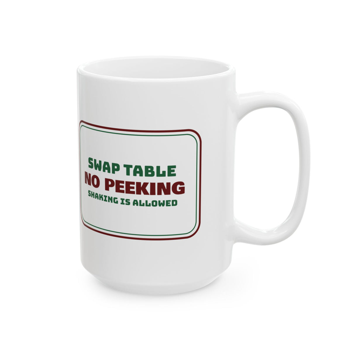 Funny White Elephant Coffee Mug No Peeking Shaking Is Allowed