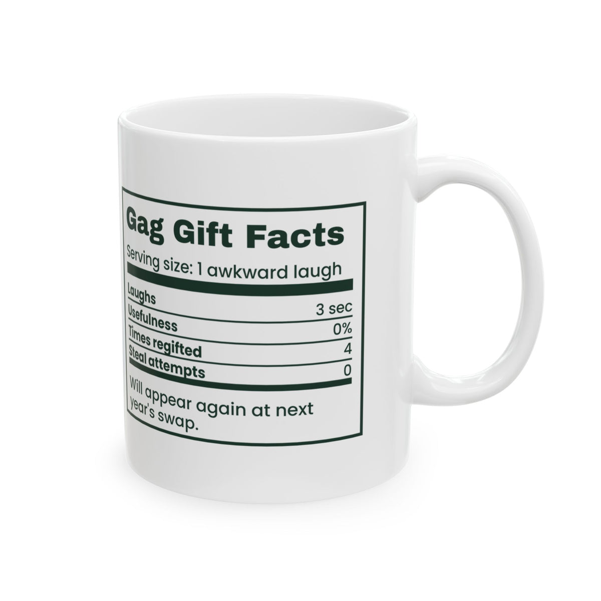 Funny White Elephant Coffee Mug Gag Gift Facts Back Again Next Year