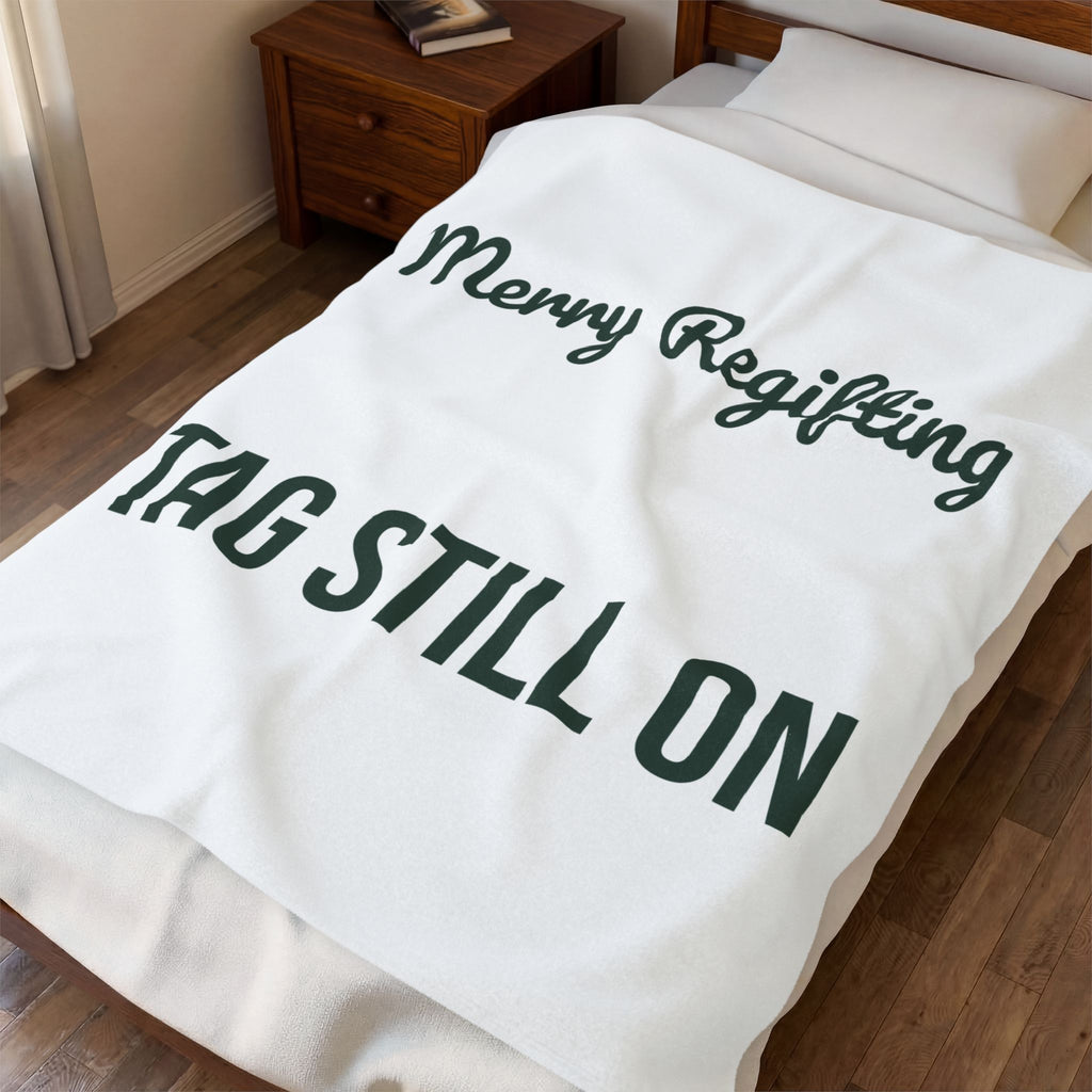 Funny White Elephant Throw Blanket Merry Regifting Tag Still On