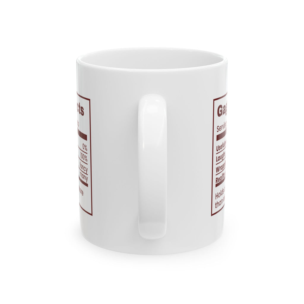 Funny White Elephant Coffee Mug Gag Gift Facts Nutrition Label