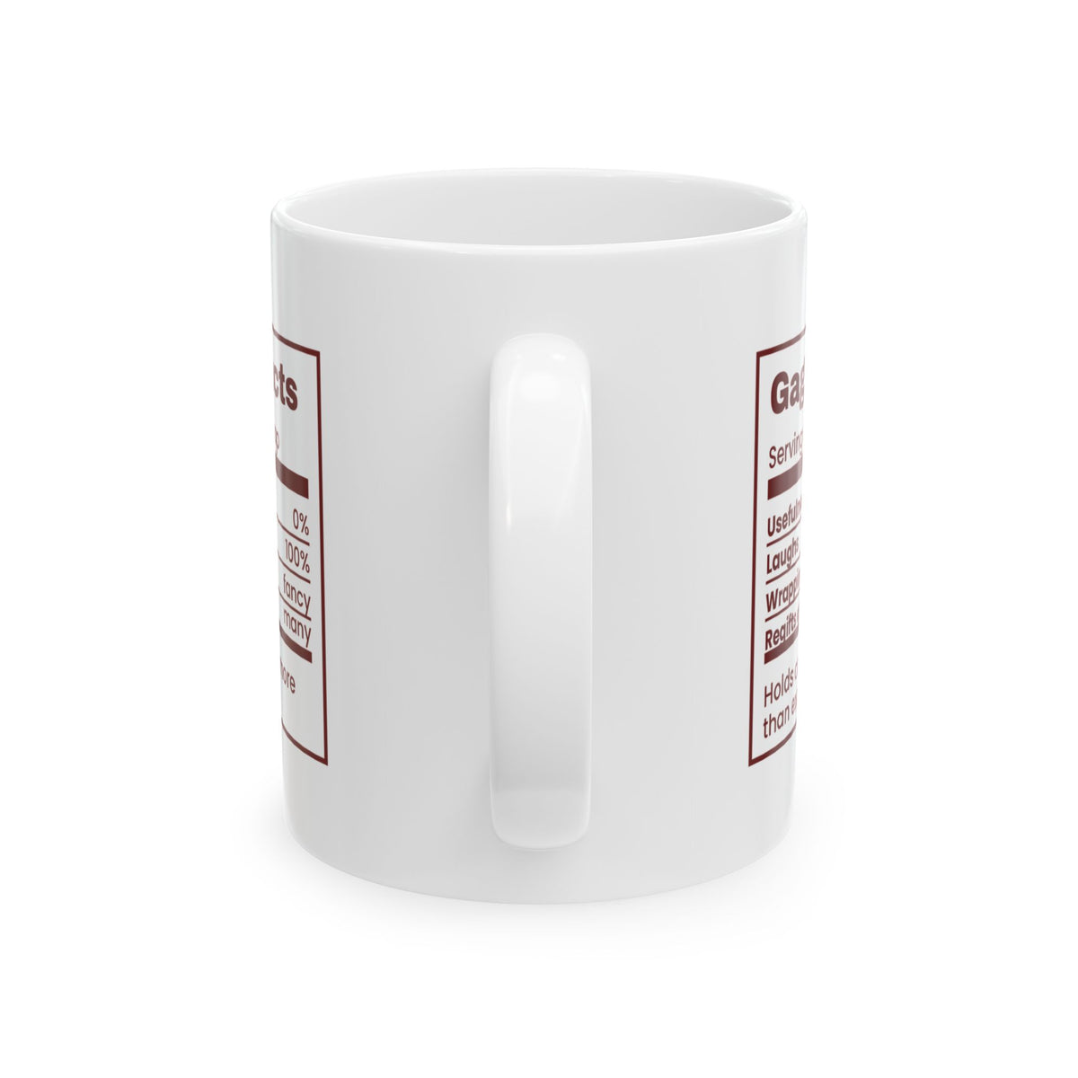 Funny White Elephant Coffee Mug Gag Gift Facts Nutrition Label