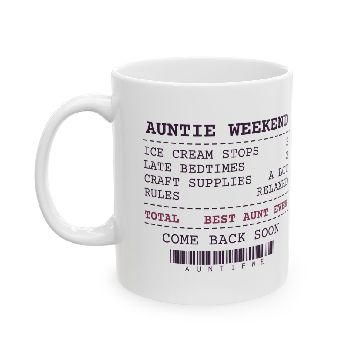 Funny Aunt Coffee Mug Ice Cream Stops 3 Late Bedtimes 2 Receipt