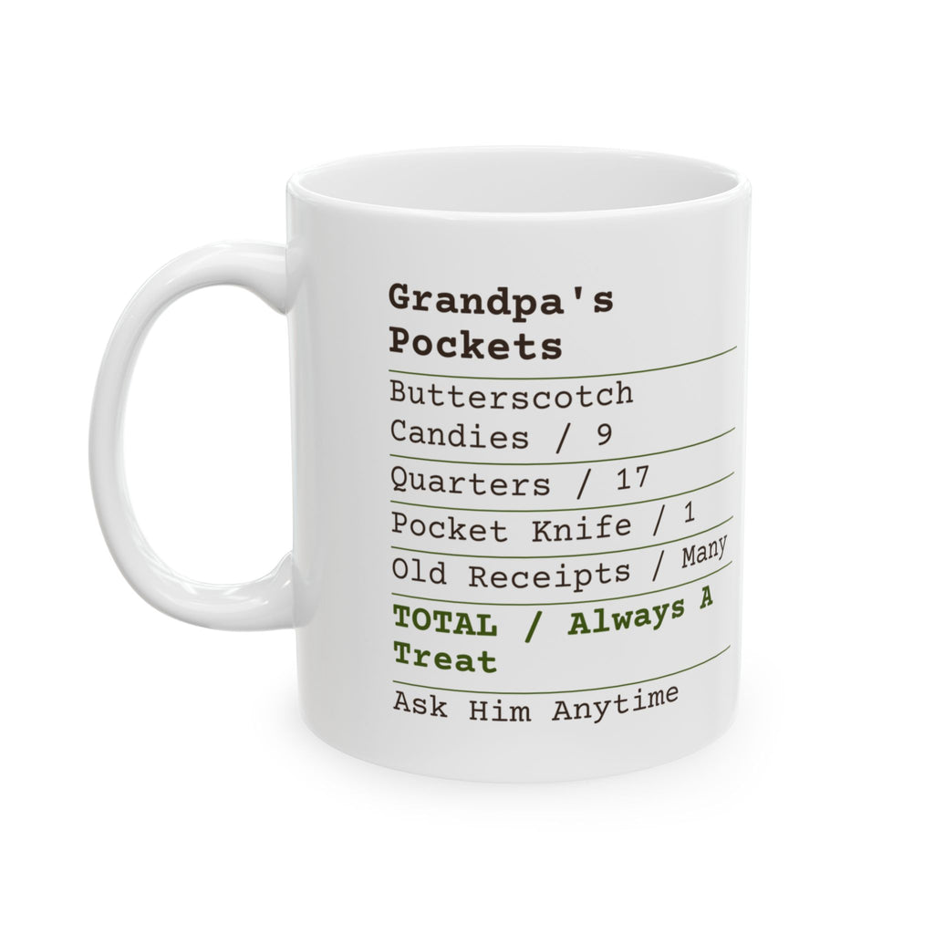 Father's Day Coffee Mug Grandpa's Pockets Receipt Butterscotch