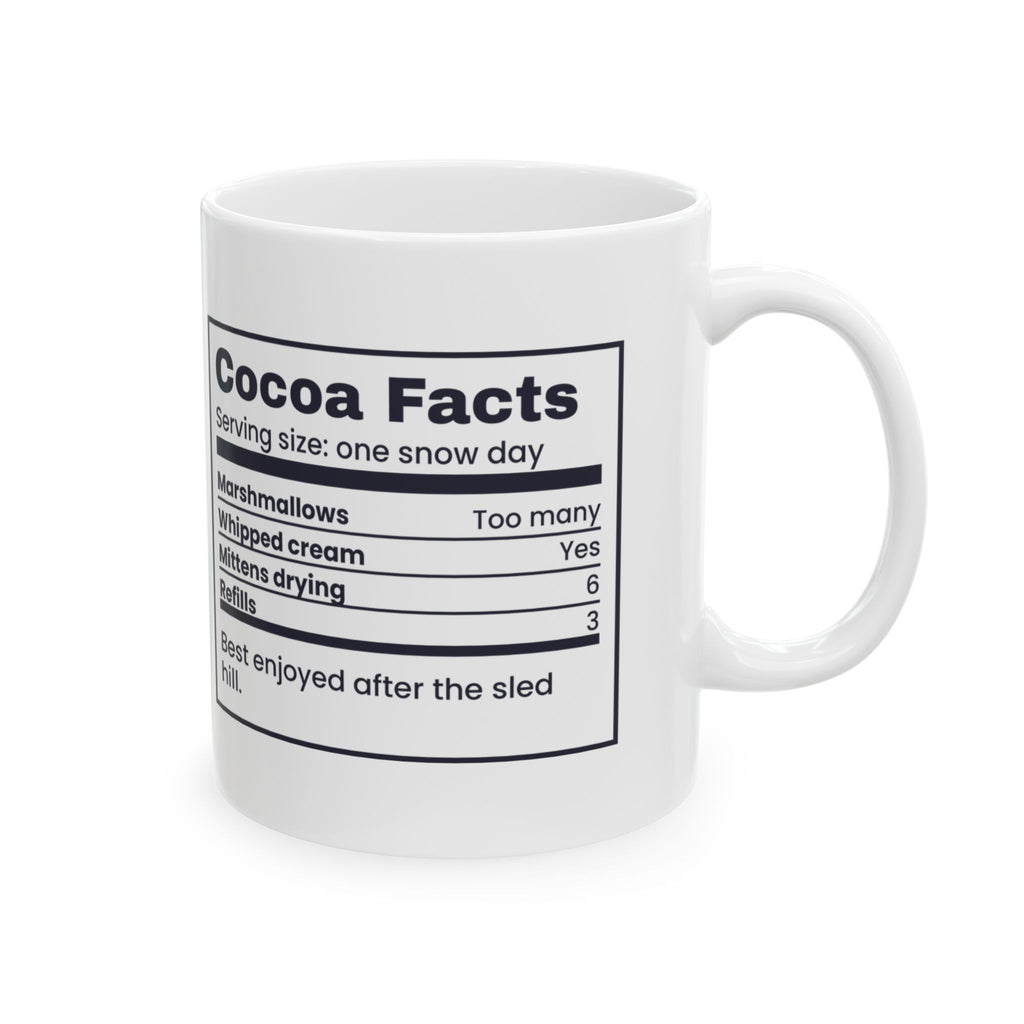 Christmas Cocoa Coffee Mug Cocoa Facts Snow Day Nutrition Label Hot
