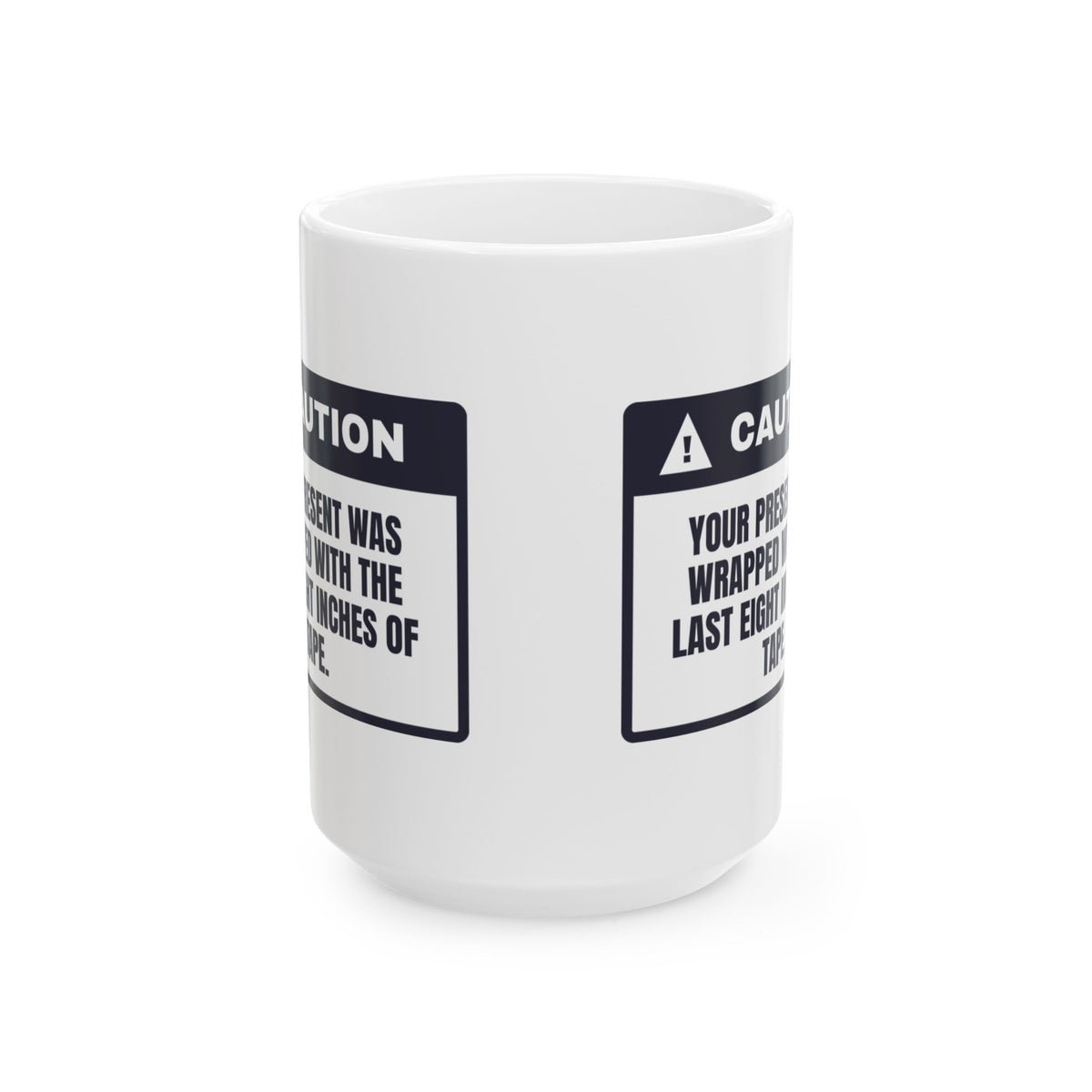 Funny Christmas Coffee Mug Last Eight Inches Of Tape Warning