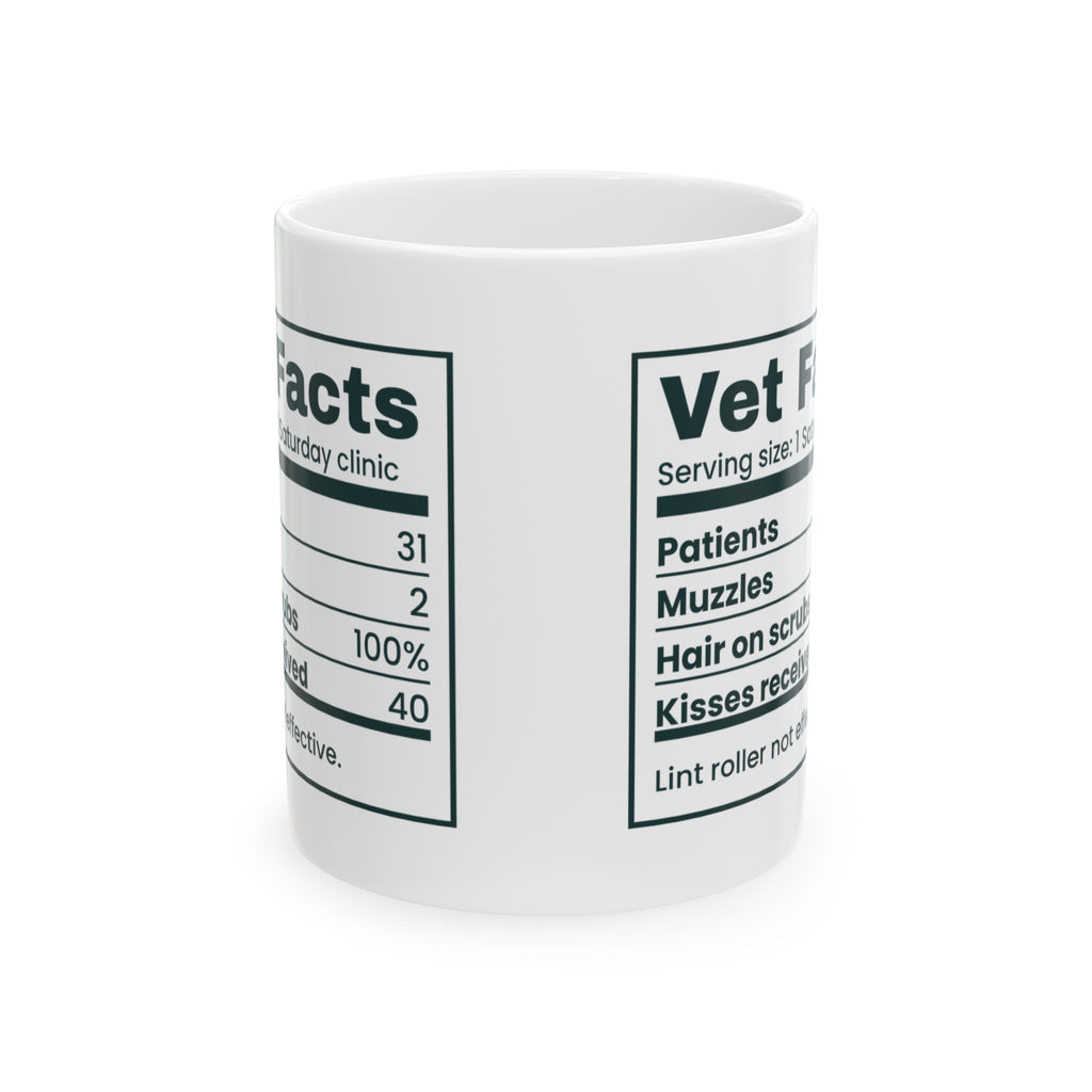 Funny Veterinarian Coffee Mug Vet Facts Nutrition Label