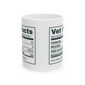 Funny Veterinarian Coffee Mug Vet Facts Nutrition Label