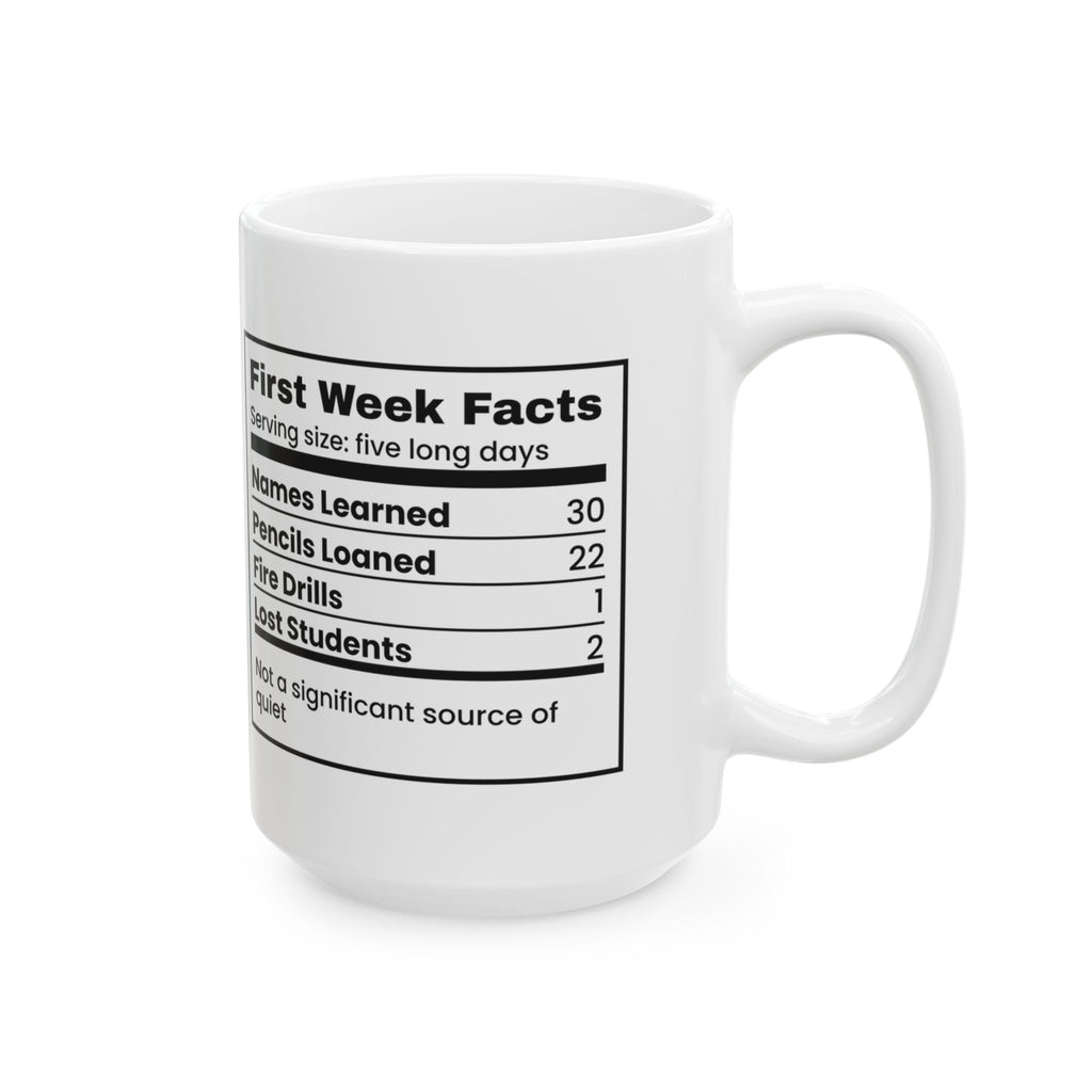 Funny Teacher Coffee Mug First Week Facts Label For Teachers