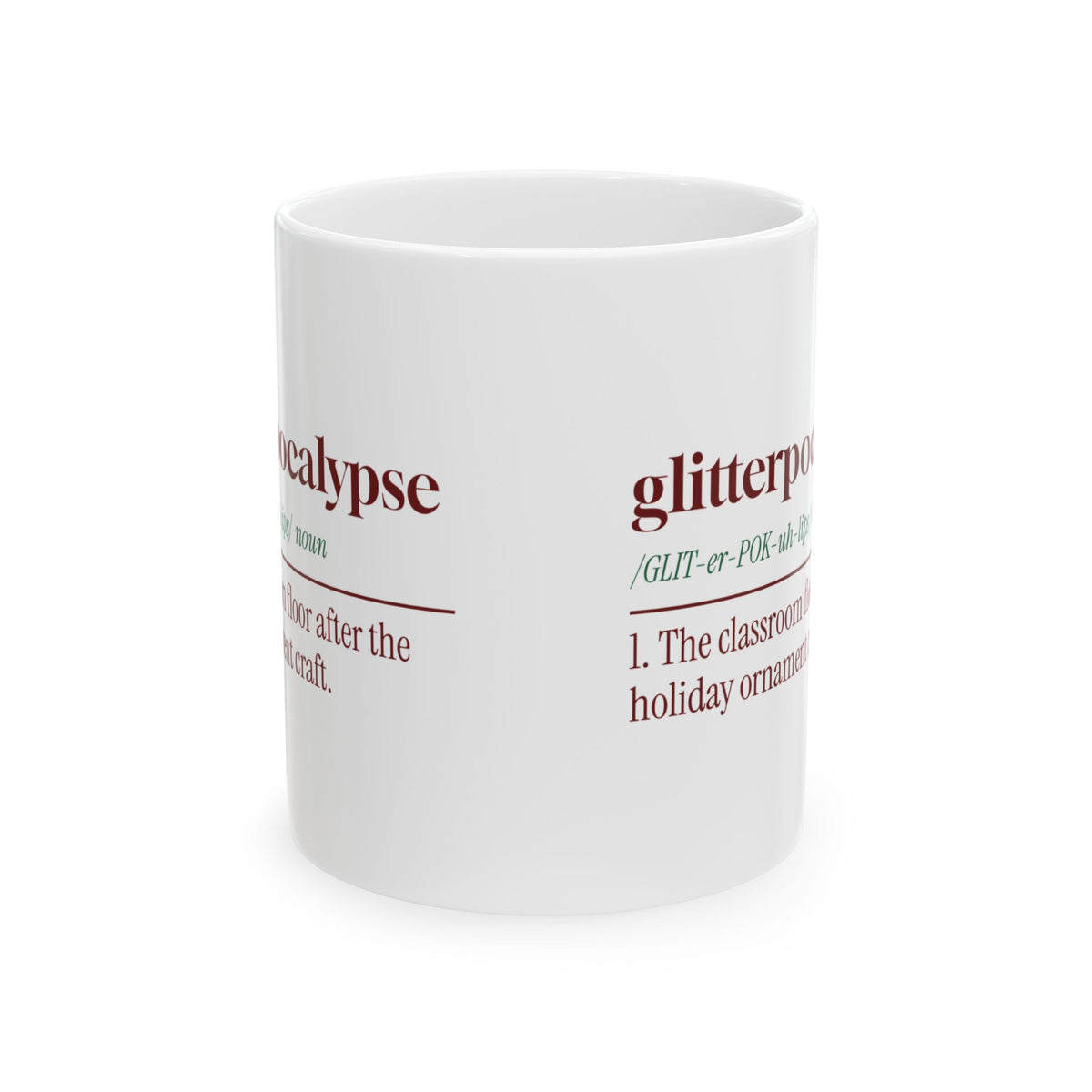 Funny Christmas Teacher Coffee Mug Glitterpocalypse Dictionary