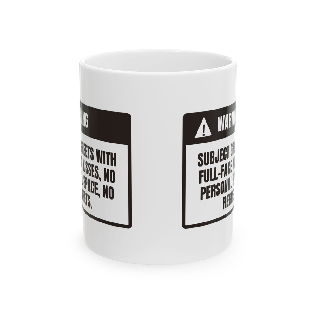 Funny Dog Coffee Mug Warning Full Face Kisses For Dog Lovers