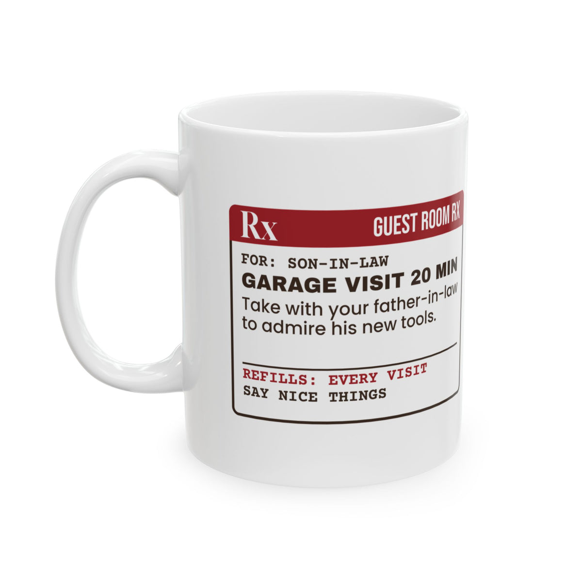 Funny Christmas Son In Law Coffee Mug Garage Visit Prescription