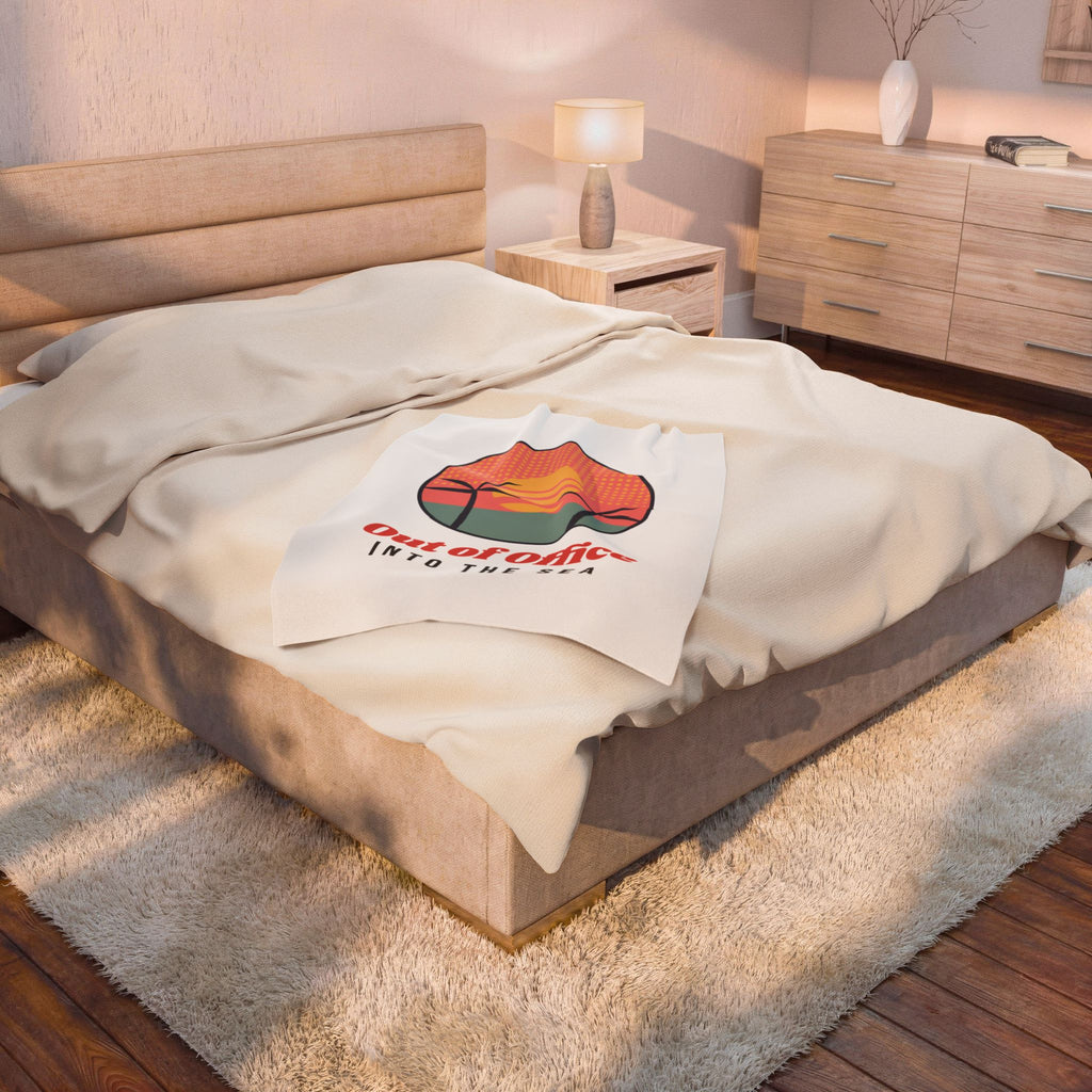 Retro Beach Throw Blanket Out Of Office Into The Sea