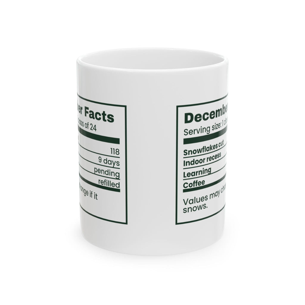 Funny Christmas Coffee Mug December Facts Indoor Recess 9 Days
