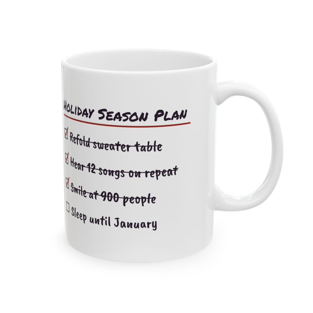 Funny Christmas Retail Coffee Mug Holiday Season Plan Checklist
