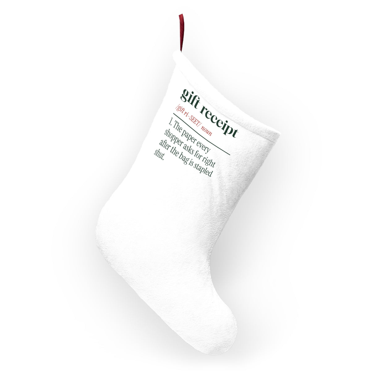Funny Retail Christmas Stocking Gift Receipt Definition For