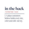 Funny Retail Christmas Sticker In The Back Dictionary Definition