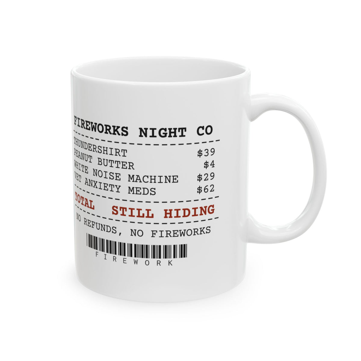 Funny Fireworks Survival Receipt Coffee Mug Thundershirt For Dog Dads