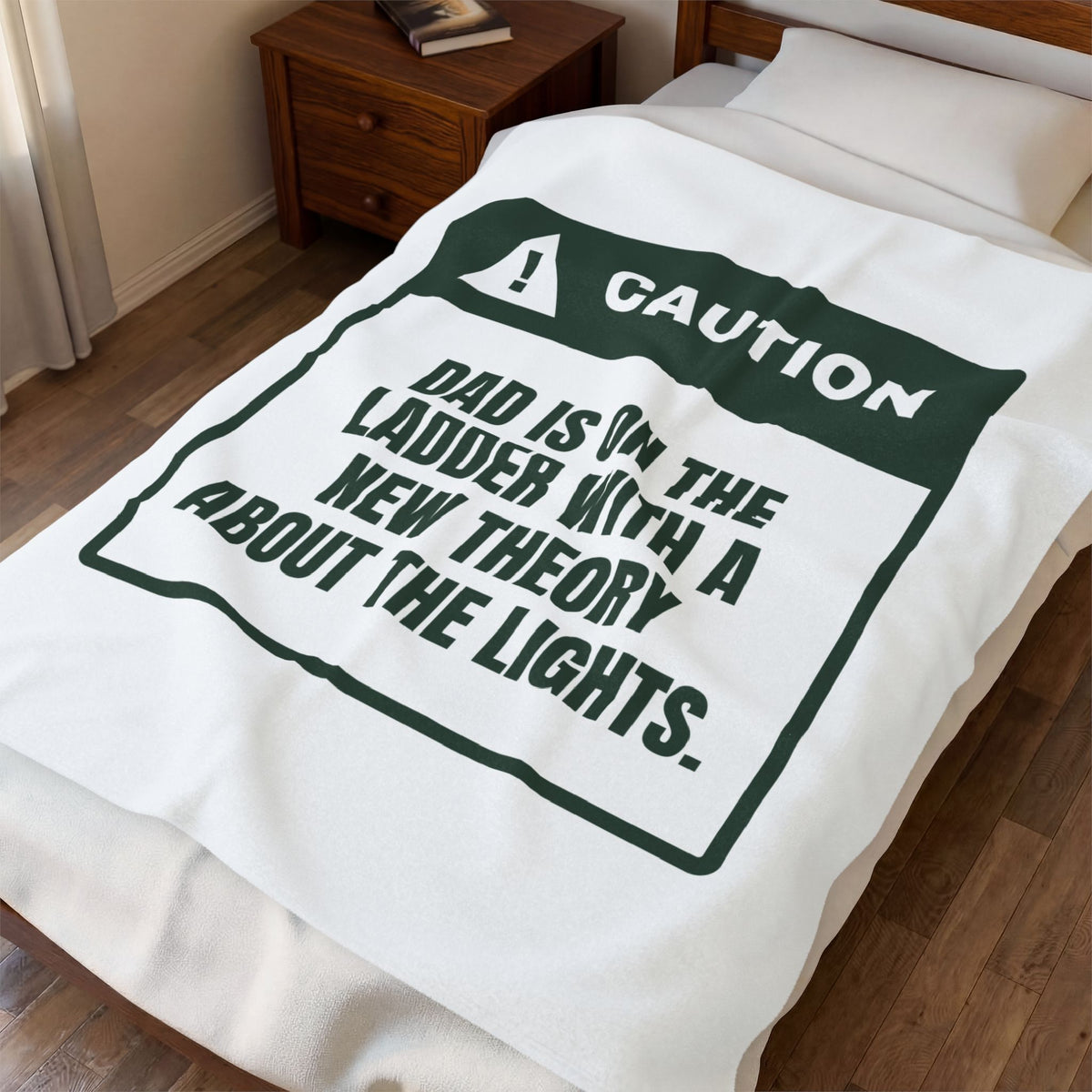 Funny Dad Christmas Throw Blanket Dad Is On The Ladder Warning Label