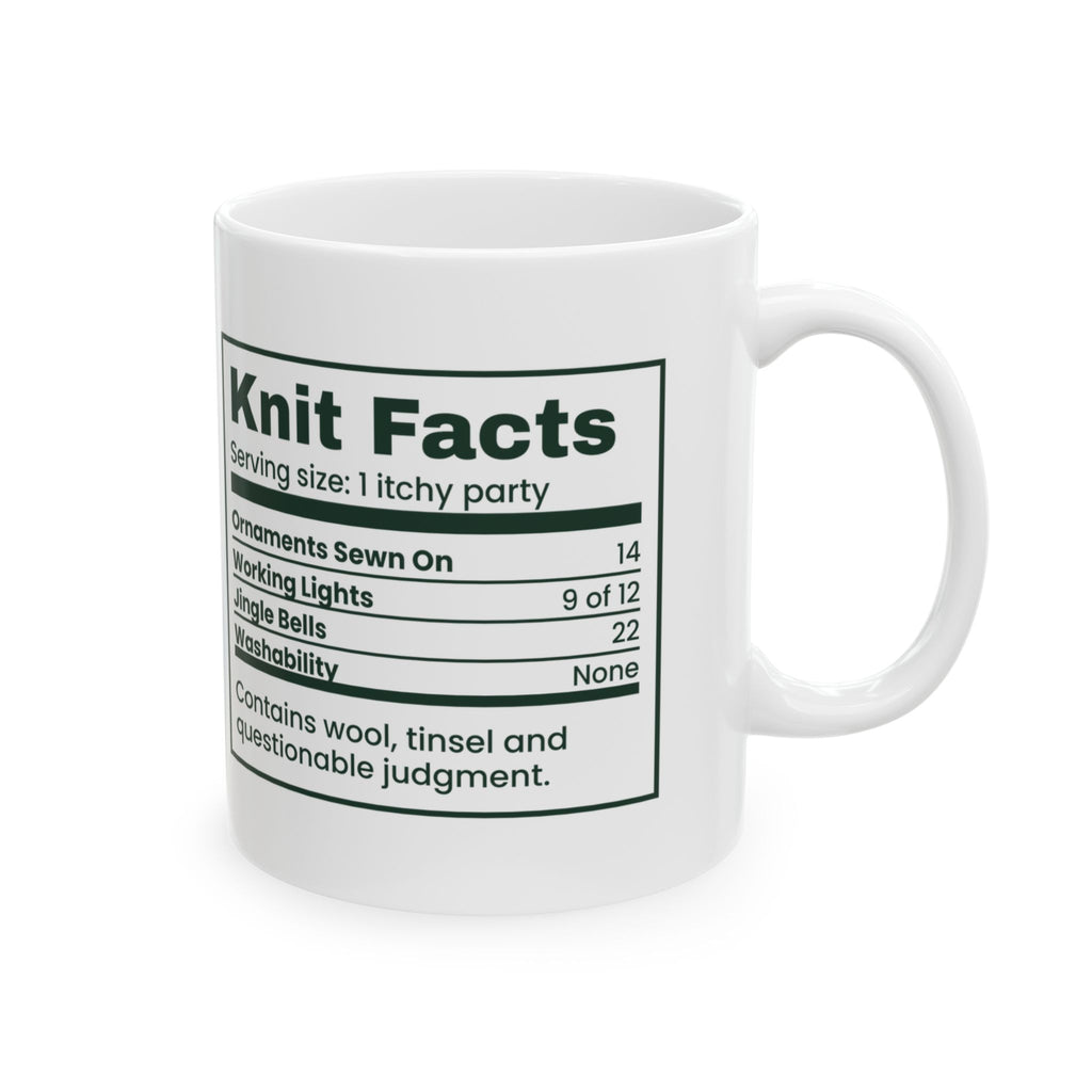 Funny Christmas Coffee Mug Knit Facts Ugly Sweater Nutrition Label