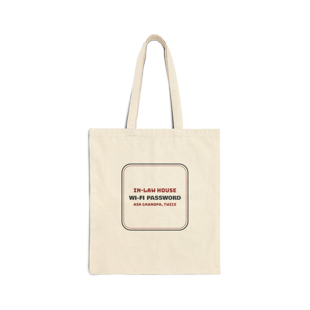 Funny Christmas Tote Bag In-Law Wi-Fi Password Ask Grandpa Twice