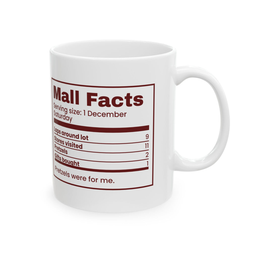 Funny Christmas Shopping Coffee Mug Mall Facts Nutrition Label