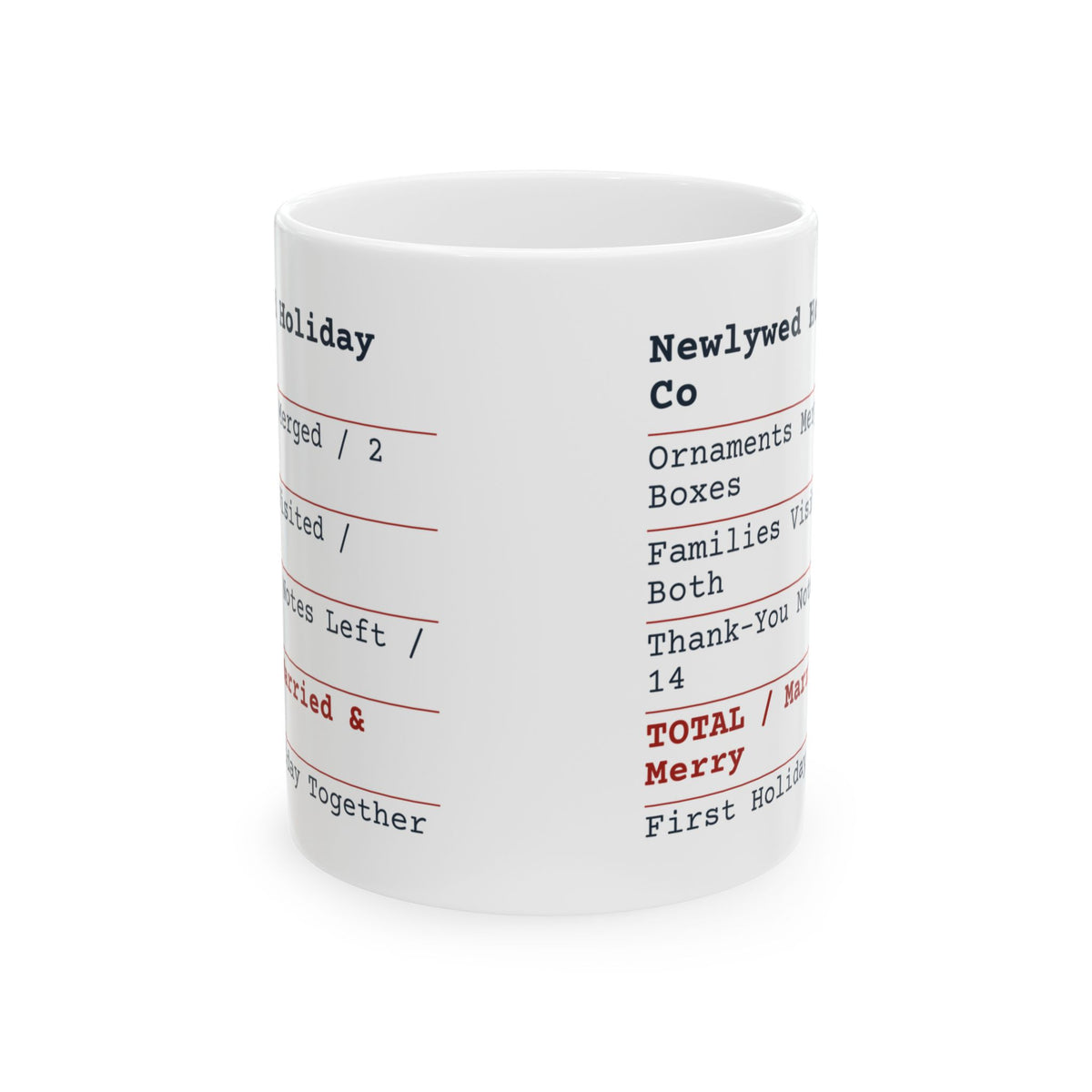 Funny Christmas Coffee Mug Married And Merry Newlywed Receipt