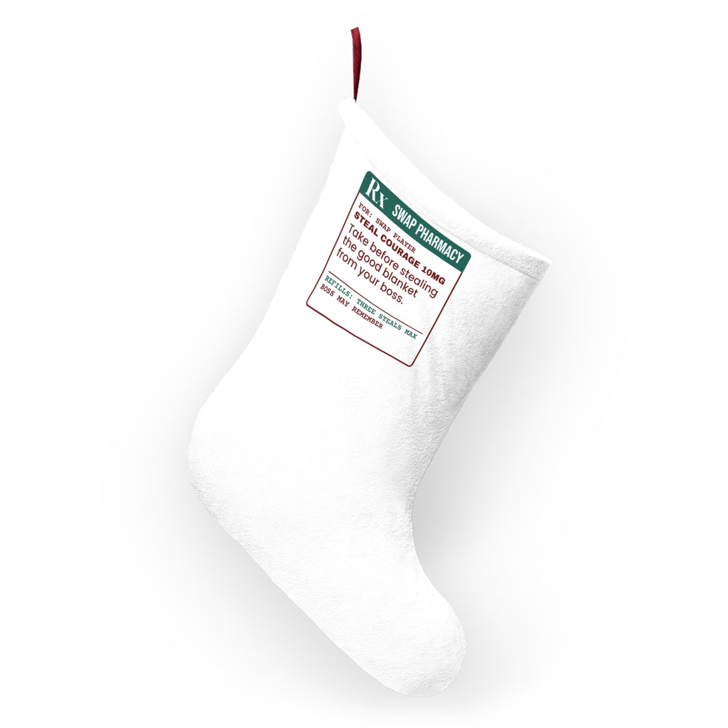 Funny White Elephant Christmas Stocking Steal Courage Prescription Office