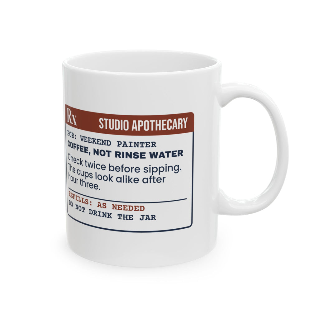 Funny Artist Coffee Mug Drank The Rinse Water Again Prescription Label