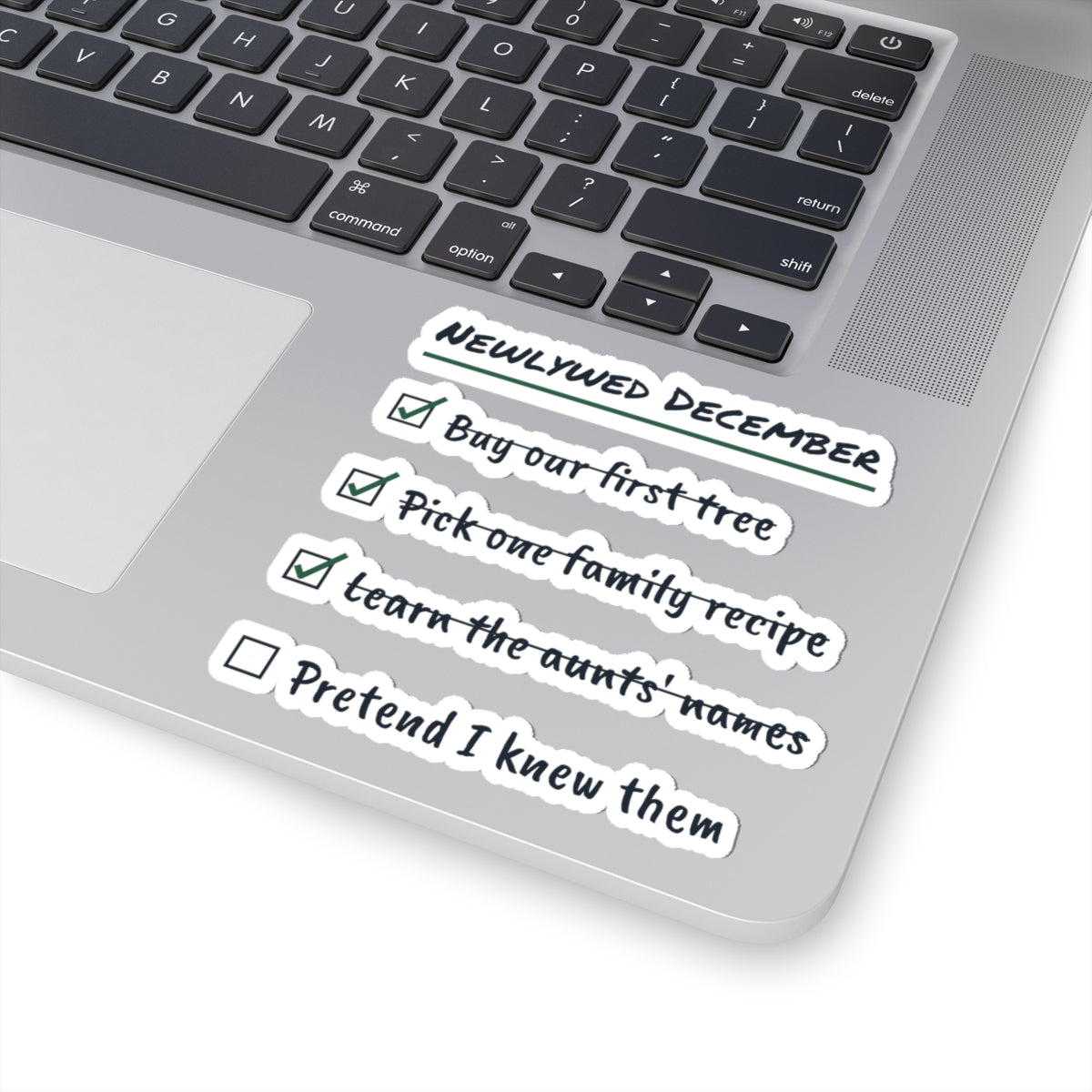 Funny Newlywed Christmas Sticker Learn The Aunts Names Checklist