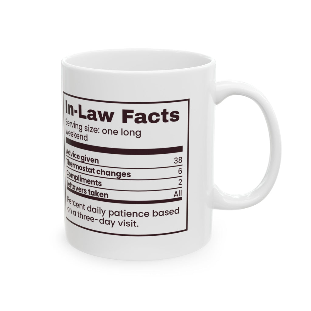 Funny Christmas Coffee Mug In-Law Facts Nutrition Label For Spouses