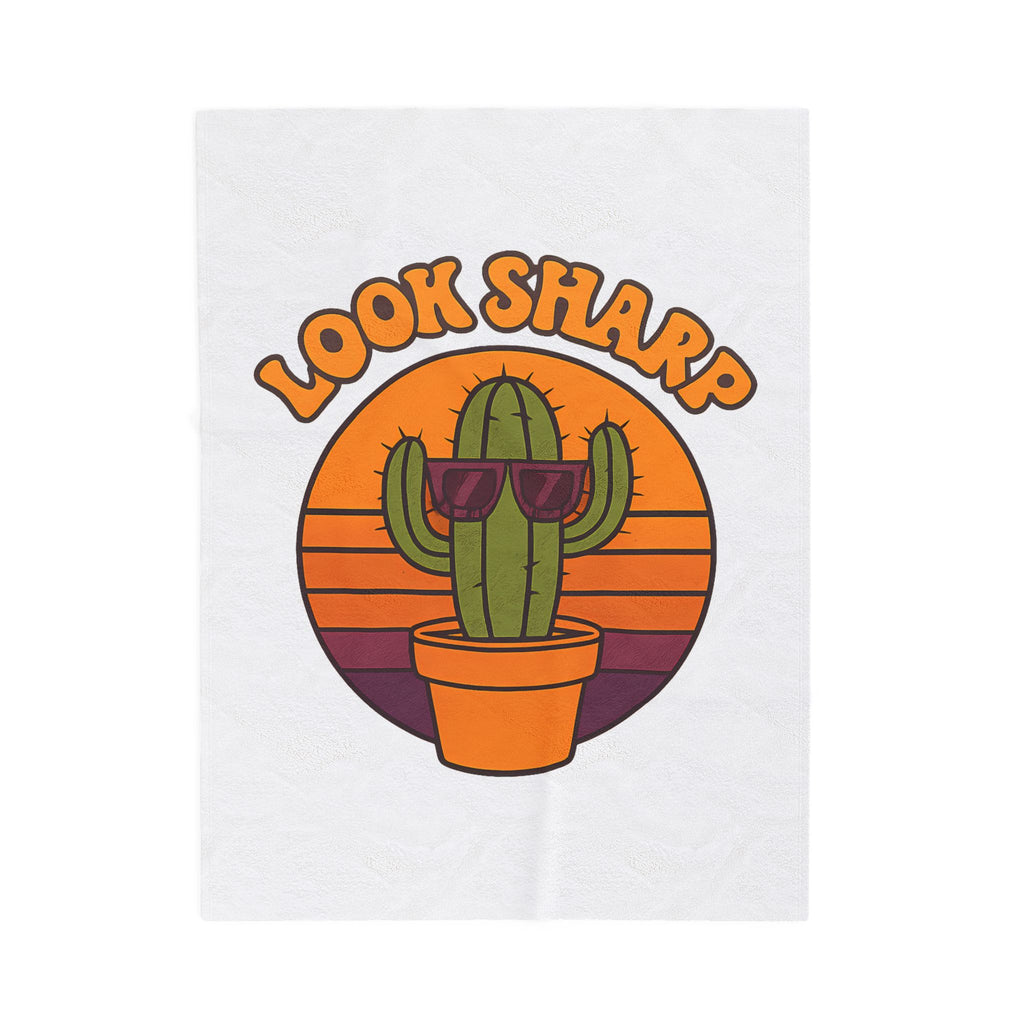 Look Sharp Funny Retro Cactus Plant Lover Throw Blanket