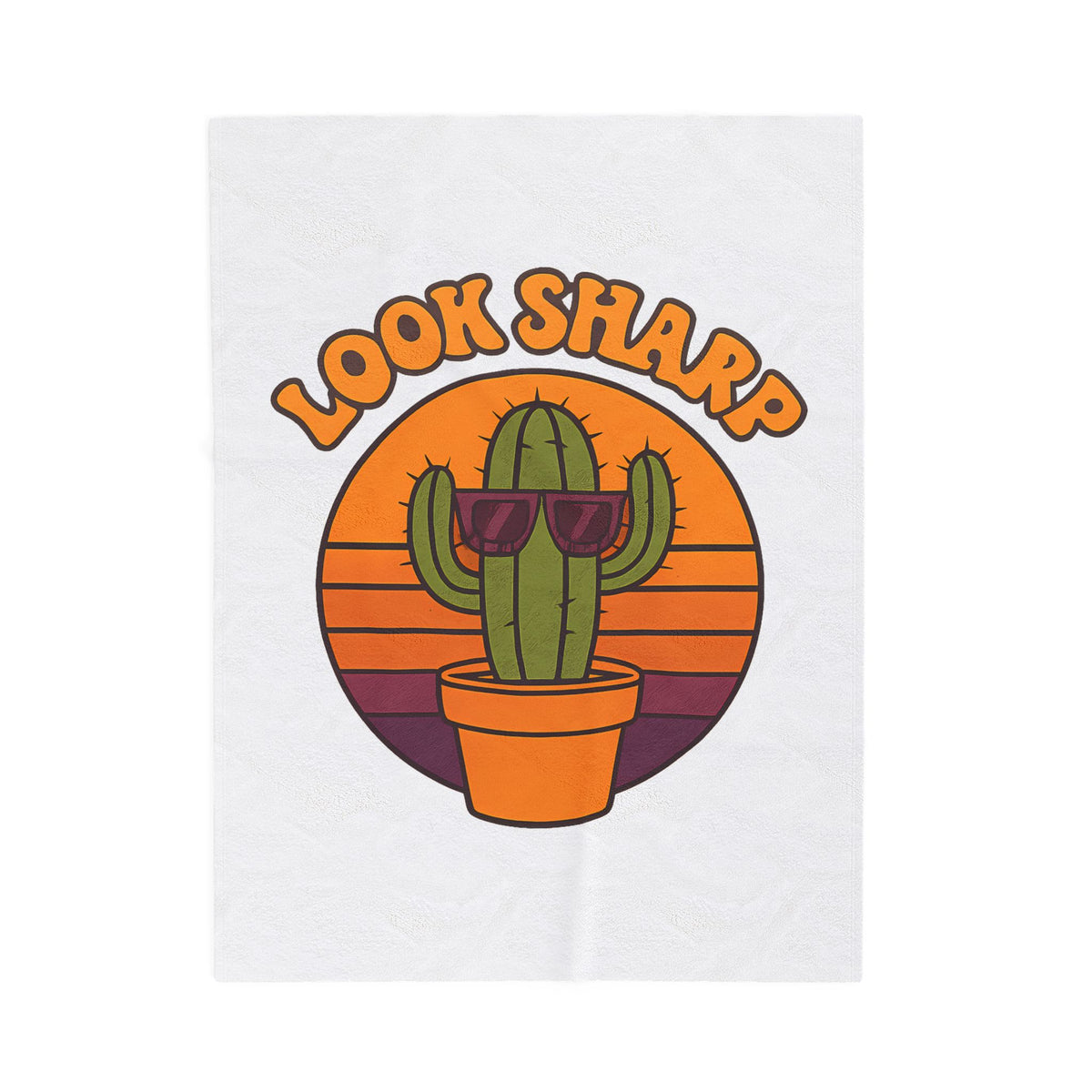 Look Sharp Funny Retro Cactus Plant Lover Throw Blanket