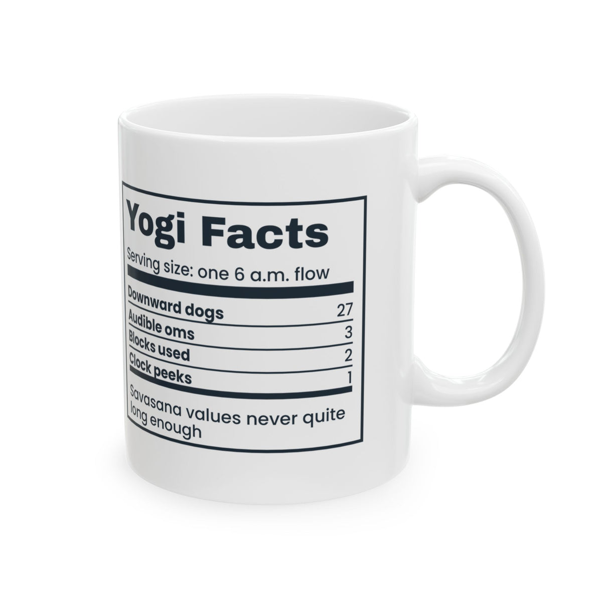 Funny Yoga Mug Yogi Facts Nutrition Label For Yoga Teachers
