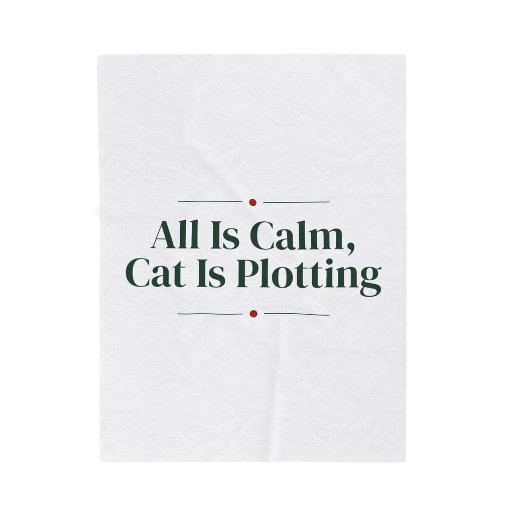 Funny Cat Christmas Throw Blanket All Is Calm Cat Is Plotting