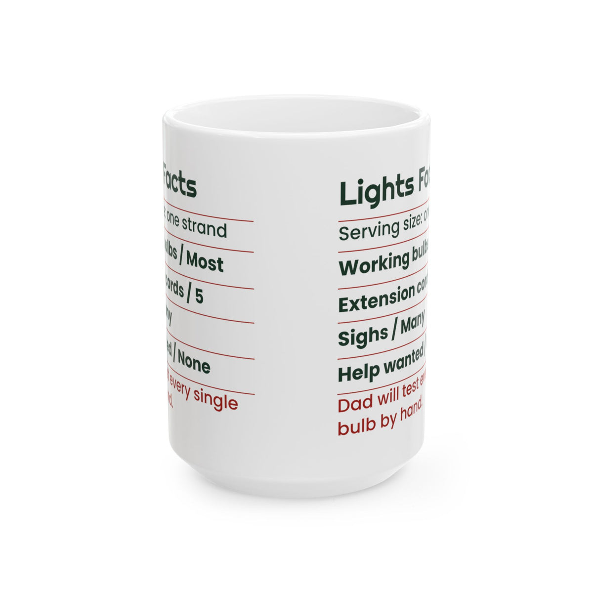 Funny Dad Christmas Coffee Mug Lights Facts Label For Dad