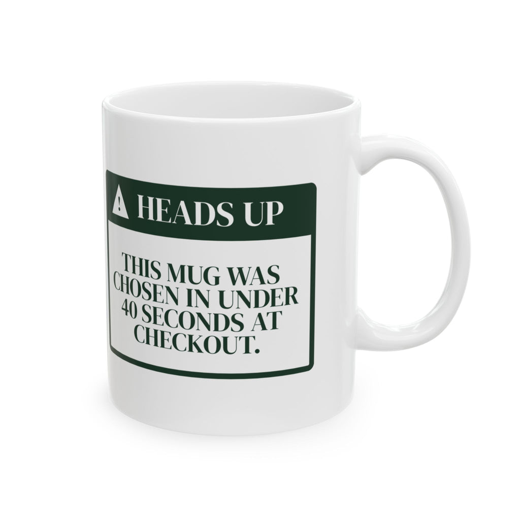 Funny White Elephant Coffee Mug Chosen In 40 Seconds Warning Label