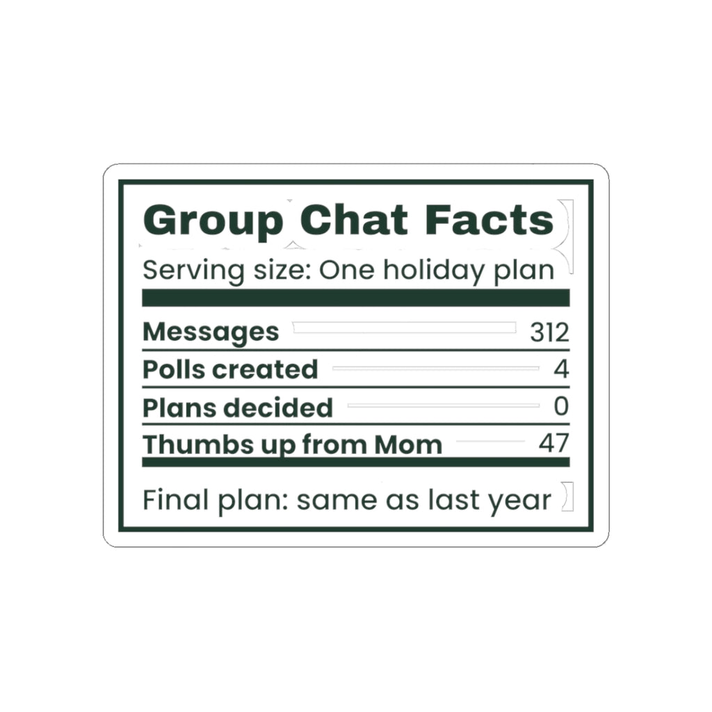 Funny Christmas Family Sticker Group Chat Facts Nutrition Label