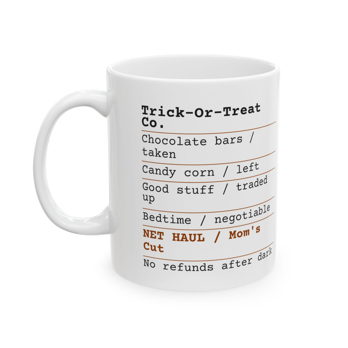 Funny Halloween Coffee Mug Candy Receipt Mom's Cut For Moms
