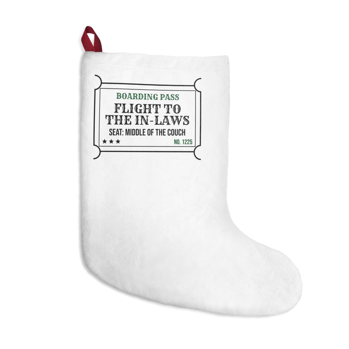 Funny Christmas Stocking Flight To The In-Laws Boarding Pass