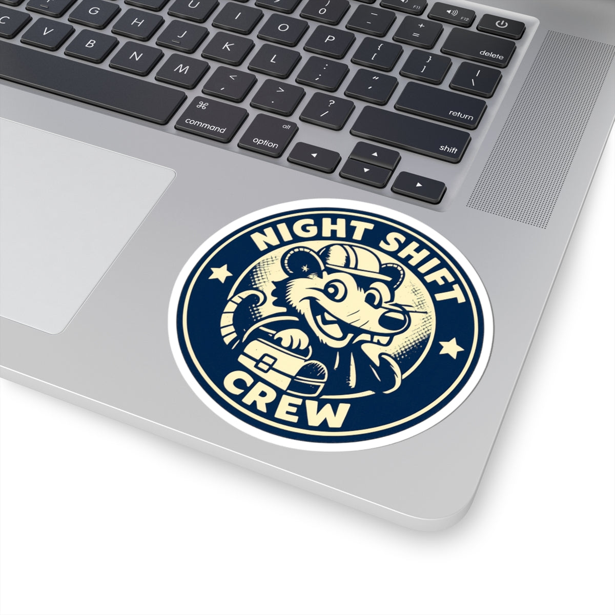 Night Shift Crew Funny Retro Possum Night Shift Worker Sticker