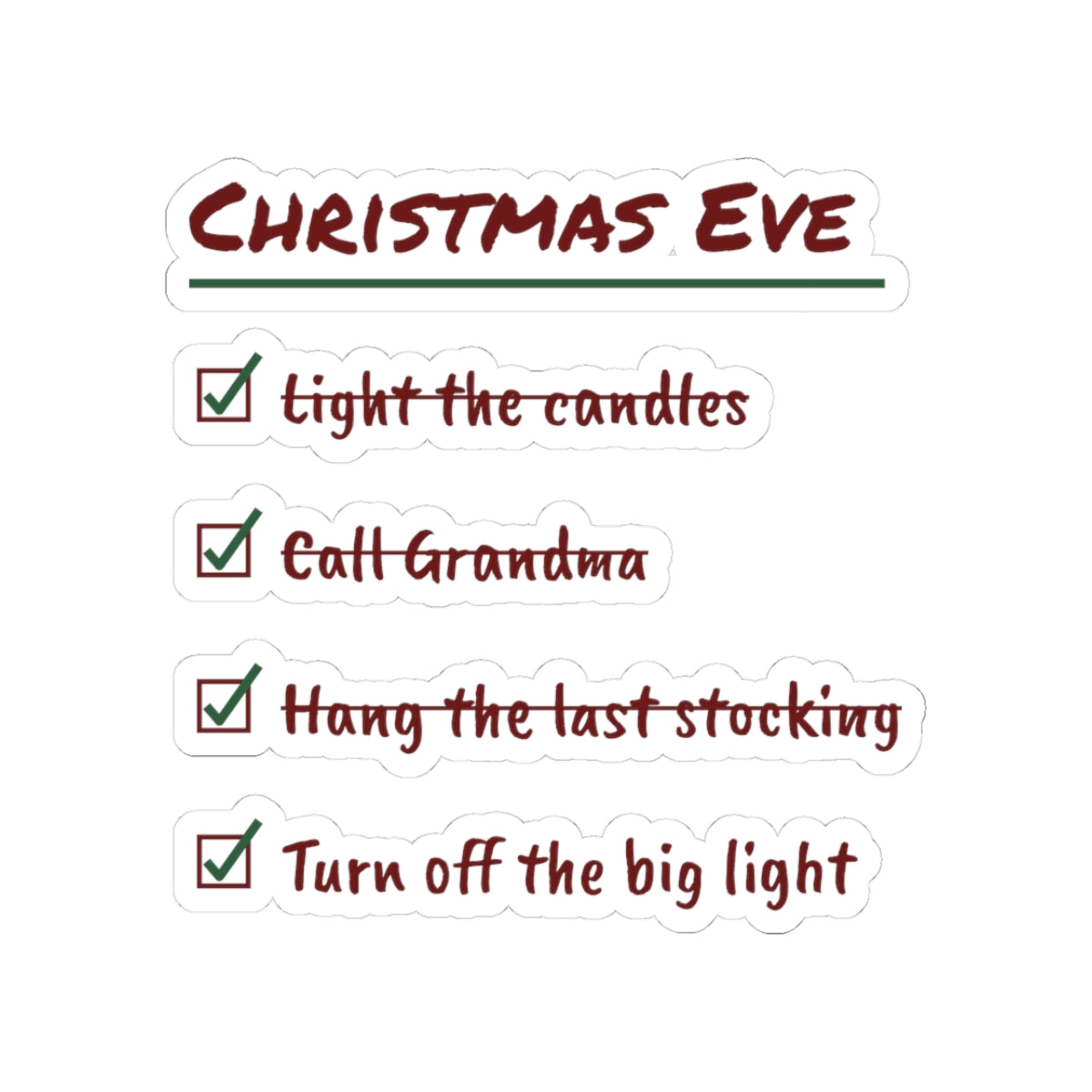 Christmas Eve Sticker Hang The Last Stocking Checklist
